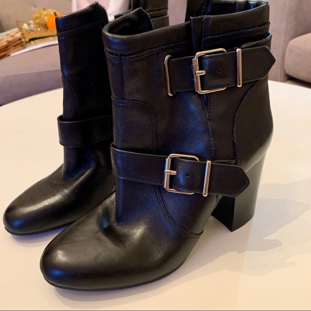Black Vince Camuto Buckle Boots, Size 7